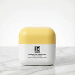 Rosehip Peel and Polish skincare jar with yellow lid on marble surface
