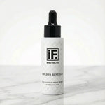 10% glycolic night serum bottle with dropper on white marble background